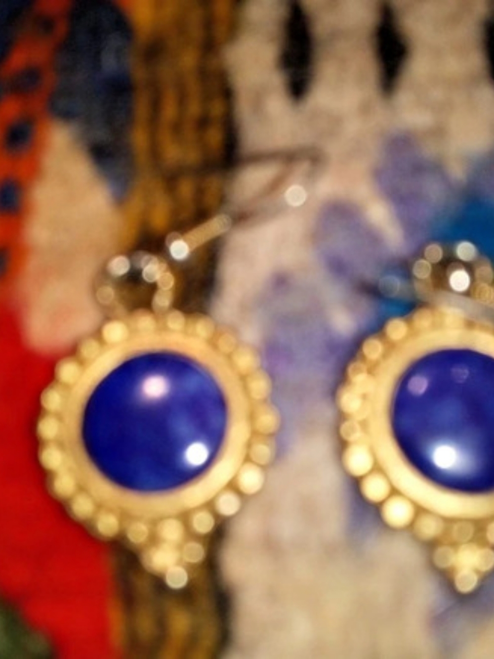 Blue & Gold Statement Earrings Like New
